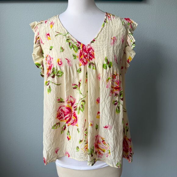 Joie Floral Silk Blouse Size Medium - Picture 1 of 8
